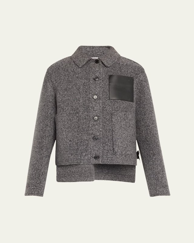 Workwear Wool Leather Pocket Jacket